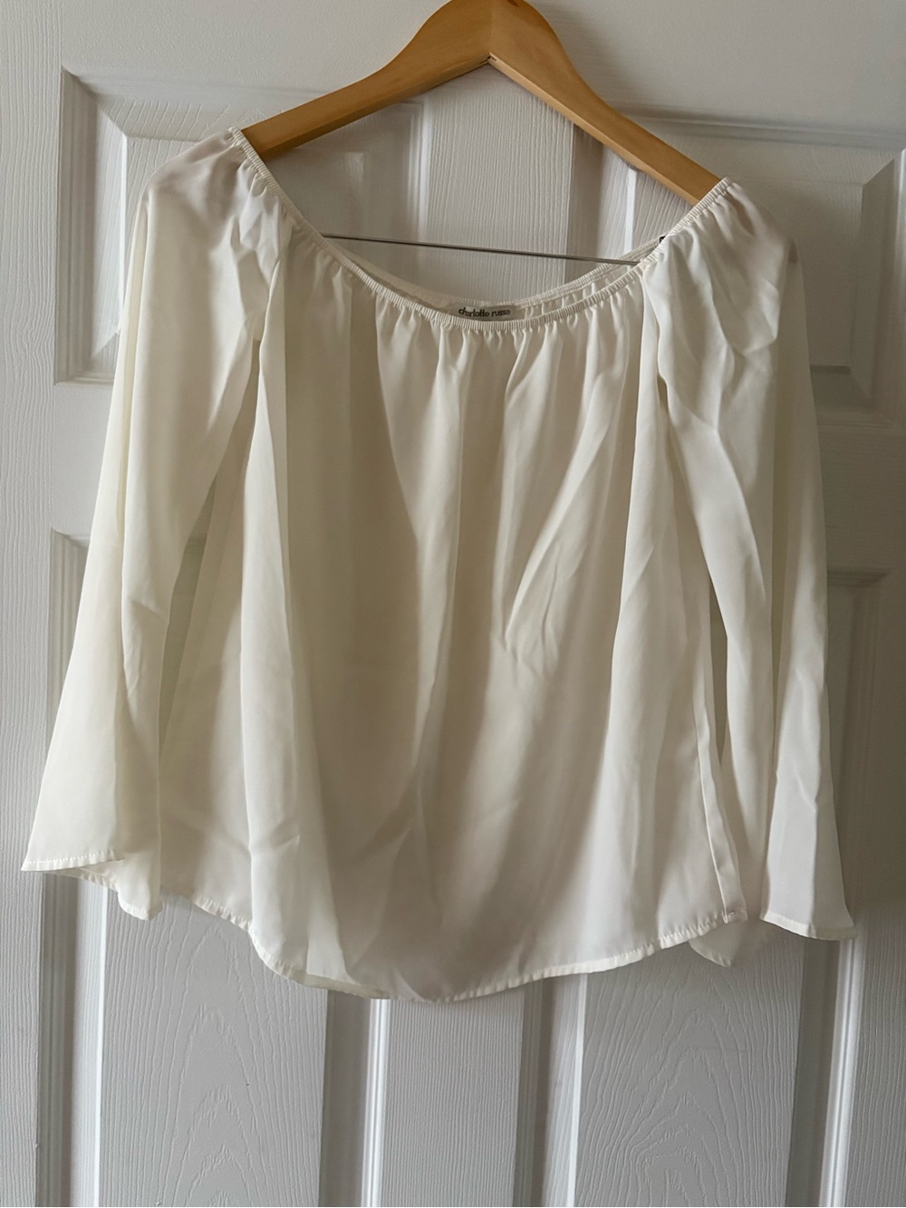 Charlotte Russe Cream Off-Shoulder Peasant Blouse